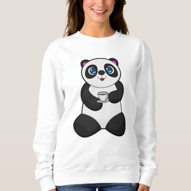Sweatshirt Panda avec tasse de café (Devant)