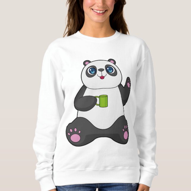 Sweatshirt Panda avec tasse de café (Devant)