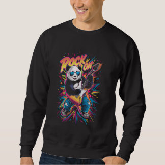 Sweatshirt Panda Bear Guitariste Rock Band Concert Musique Lo