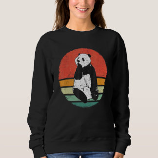 Sweatshirt Panda Bear Pandas Animal Retro Sunset
