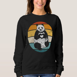 Sweatshirt Panda Bear Pandas Animal Retro Sunset 1