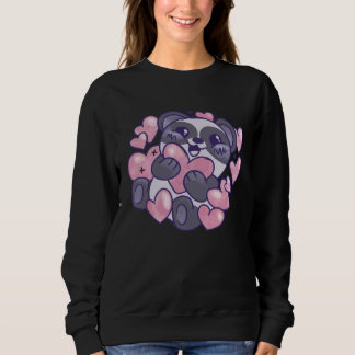 Sweatshirt panda bear with hearts cute sweet panda