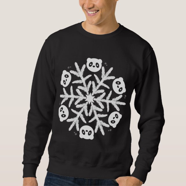 Sweatshirt Panda cadeau de Noël Panda Snowflake Panda (Devant)