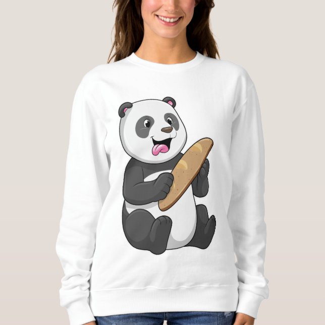 Sweatshirt Panda comme boulanger avec pain (Devant)