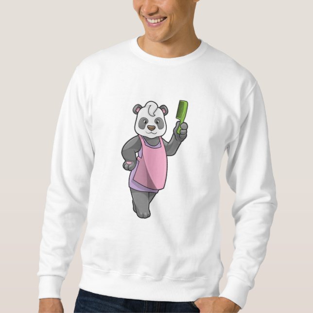 Sweatshirt Panda comme coiffeur avec peigne (Devant)