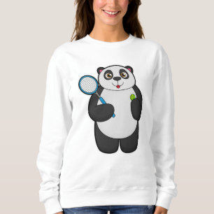 Sweatshirt Panda comme joueur de tennis avec raquette de tenn