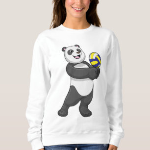 Sweatshirt Panda comme joueur de volleyball avec volleyball