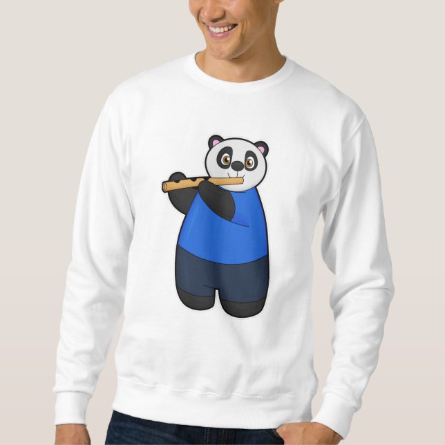 Sweatshirt Panda comme musicien avec Flûte (Devant)