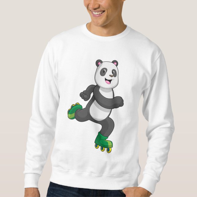 Sweatshirt Panda comme Patinage en ligne avec Roller skates (Devant)