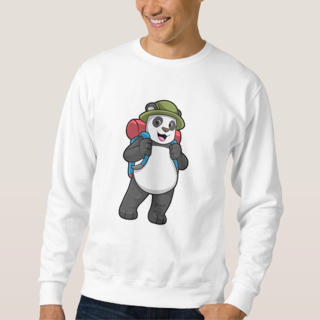 Sweatshirt Panda comme randonneur avec sac à dos (Devant)