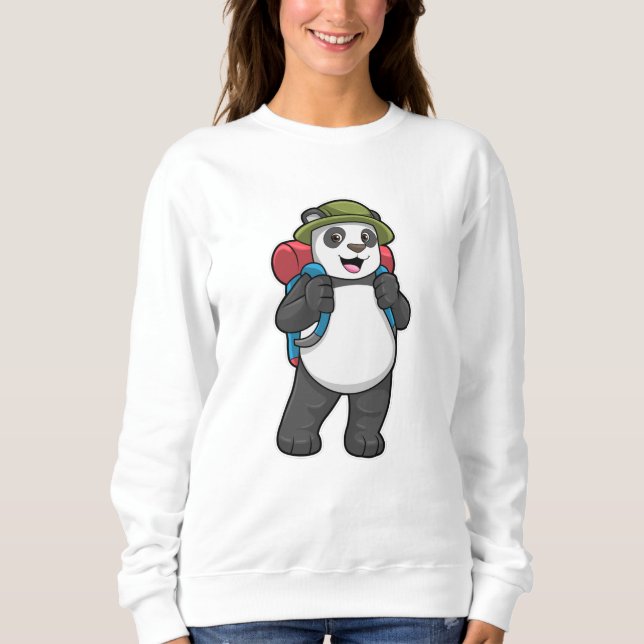 Sweatshirt Panda comme randonneur avec sac à dos (Devant)