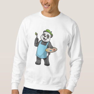 Sweatshirt Panda en peintre avec pinceau et couleur