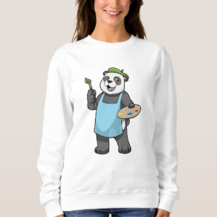 Sweatshirt Panda en peintre avec pinceau et couleur