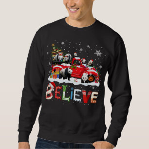 Sweatshirt Panda équitation Camion Rouge Arbre de Noël Croire
