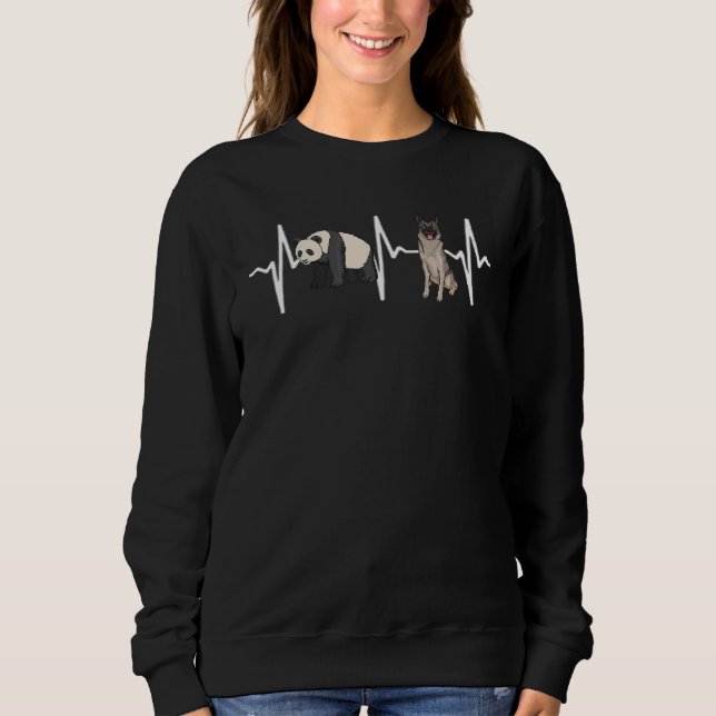 Sweatshirt Panda Norwegian Elkhound Heartbeat Chien (Devant)