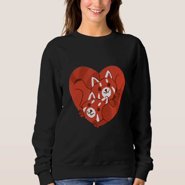 Sweatshirt Panda Rouge Aimer Pandas mignons Animaux Ours (Devant)