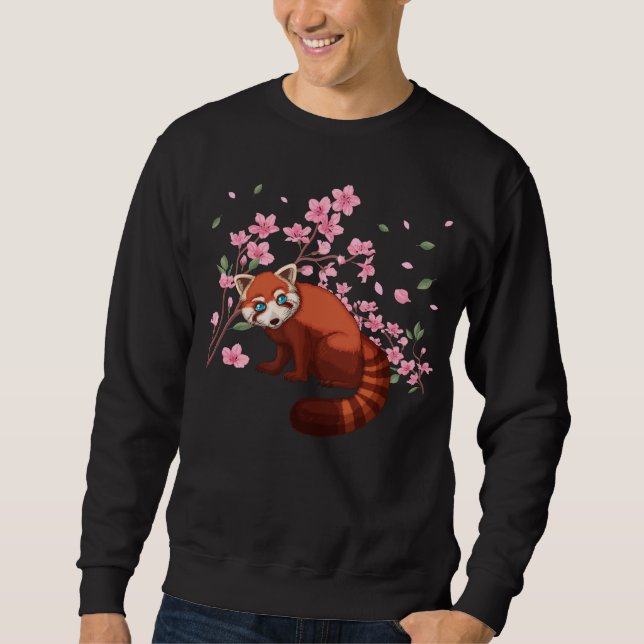 Sweatshirt Panda rouge cerisier en fleurs sakura japonais (Devant)