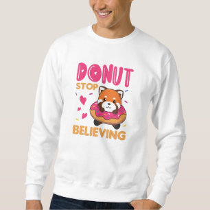 Sweatshirt Panda Rouge Doux Animaux Drôle En Pink Donut