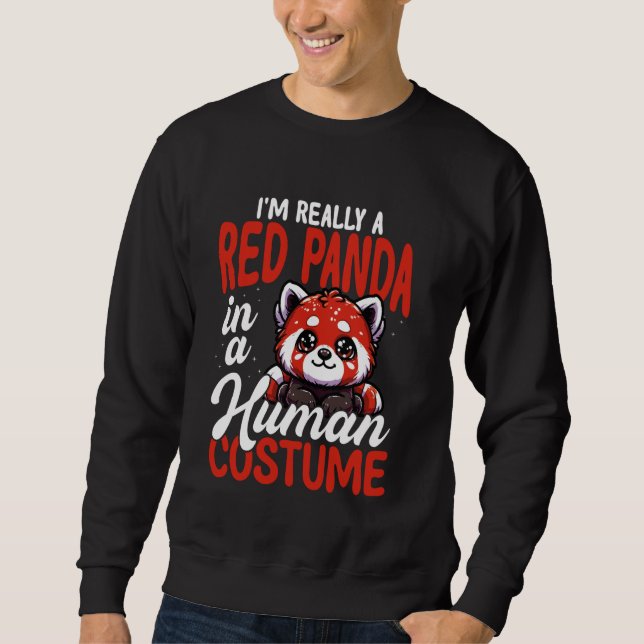 Sweatshirt Panda roux en costume humain drôle (Devant)