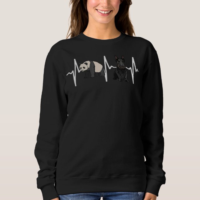 Sweatshirt Panda Scottish Terrier Heartbeat Chien (Devant)