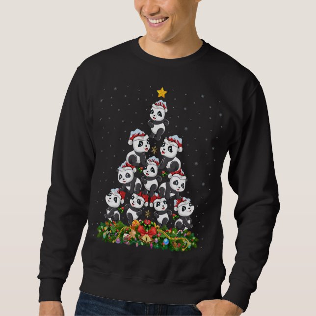 Sweatshirt Panda Xmas Arbre cadeau Santa Hat Panda Noël (Devant)