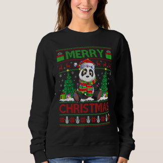 Sweatshirt Panda   Xmas Tree Lights Ugly Santa Panda Christma