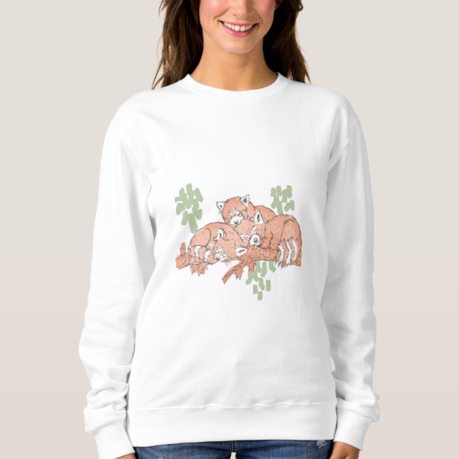 SWEATSHIRT PANDAS ROUGES DORMIR (Devant)