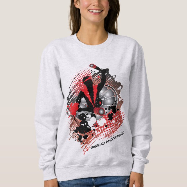 Sweatshirt Panman de Carnaval Abstrait en rouge blanc et noir (Devant)
