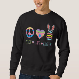 Sweatshirt Panneau de Paix Amour Coeur Lapin Oreilles Mignonn