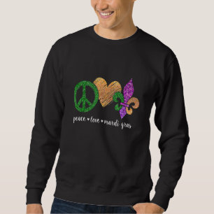 Sweatshirt Panneau de Paix Coeur Fleur De Lys Hippie Paix Amo