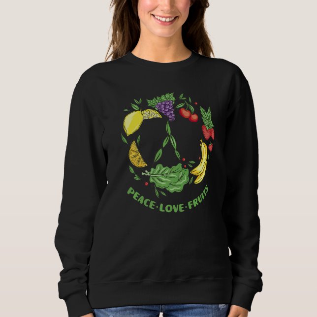 Sweatshirt Panneau de Paix d'Amour végétarien Fruit Vegan Veg (Devant)