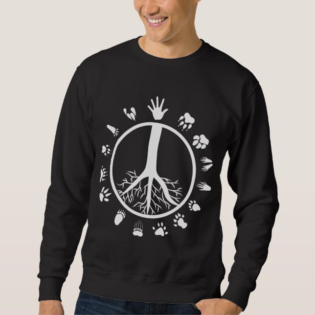 Sweatshirt Panneau de Paix Racines de l'arbre Empreintes anim (Devant)