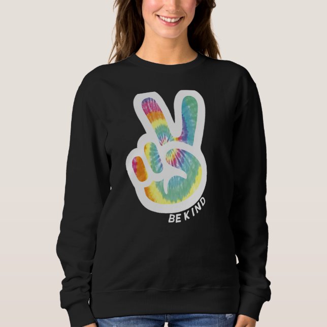 Sweatshirt Panneau de Paix Retro Tie Dye Be Kind Peace Love K (Devant)