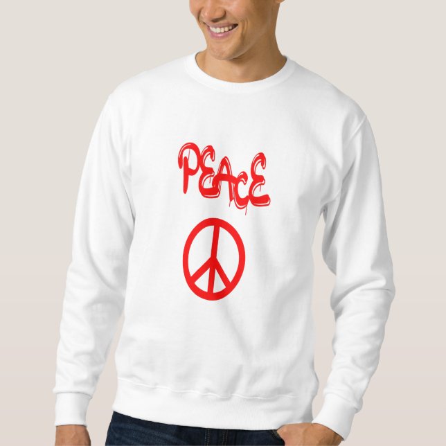 Sweatshirt Panneau de Paix Rouge avec Paix Expliquée en Graff (Devant)