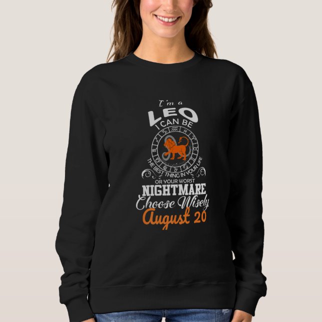 Sweatshirt Panneau Leo Zodiac Août 20 Horoscope Anniversaire (Devant)