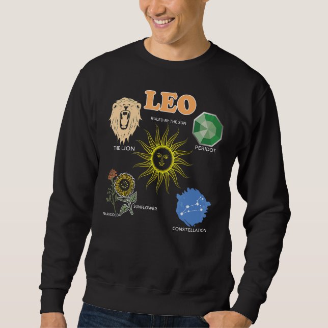 Sweatshirt Panneau Leo Zodiac Faits Éléments Horoscope Astrol (Devant)
