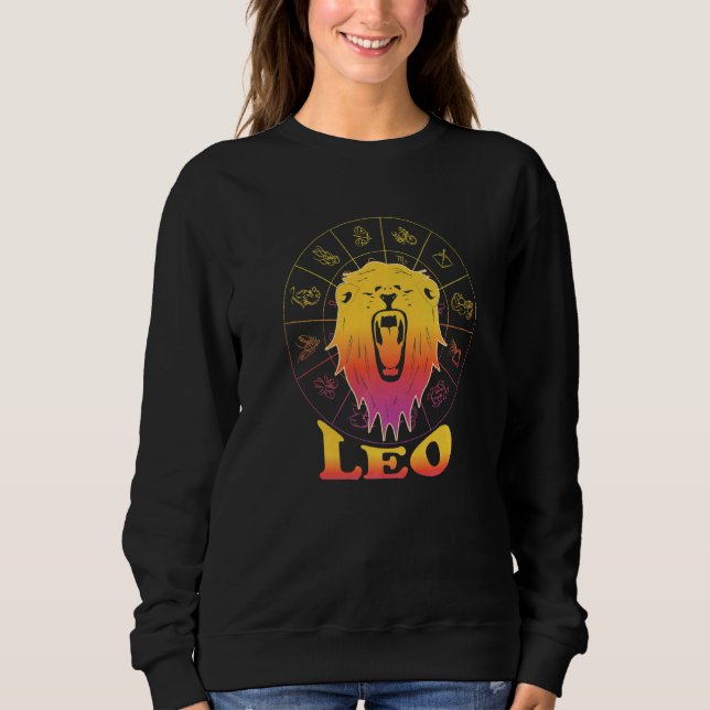 Sweatshirt Panneau Leo Zodiac Faits Esthétique Astrologie Gra (Devant)