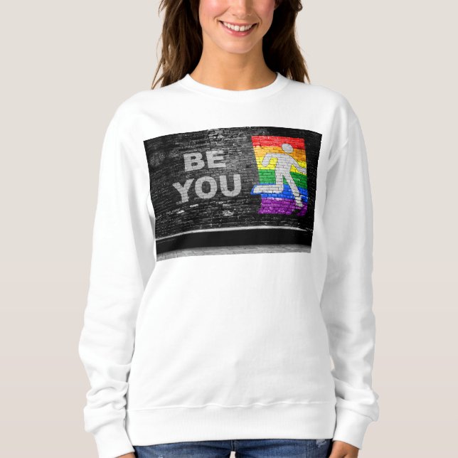 Sweatshirt Panneau urbain aux couleurs de la fierté arc-en-ci (Devant)