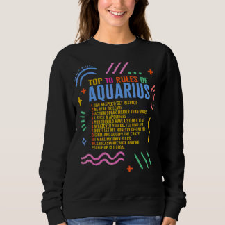 Sweatshirt Panneau Zodiac Top 10 Règles De L'Aquarius Tournes