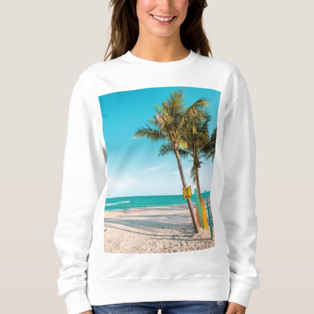 Sweatshirt Panneaux de surf sur la plage lancer oreiller (Devant)