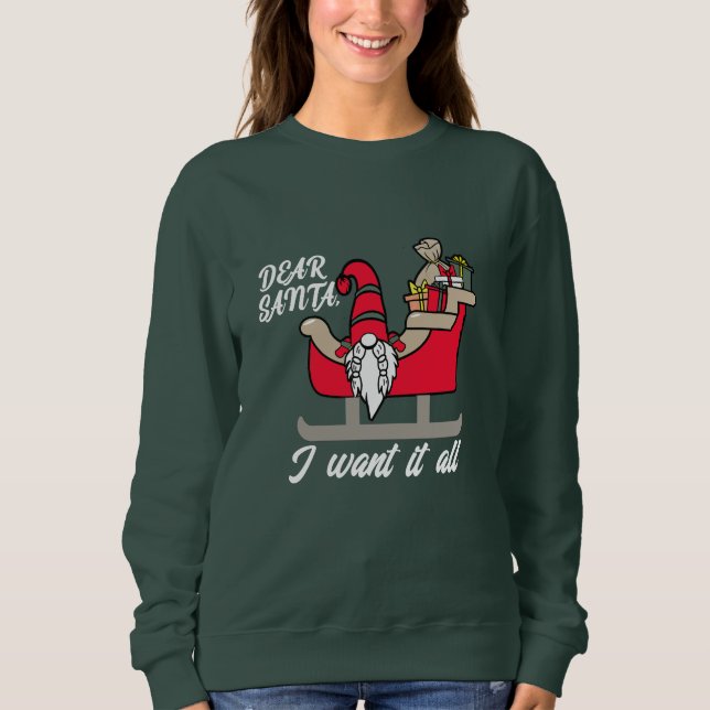 Sweatshirt Panser avec mes nymphes - Drôle Gnomes de Noël (Devant)