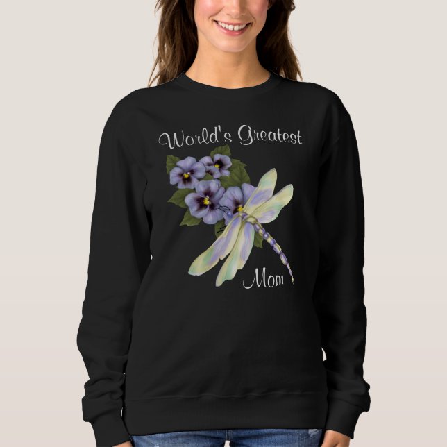Sweatshirt Pansies et libellules (Devant)