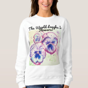 Sweatshirt Pansies Pansy Purple Aquarelle Fleur Floral Rose
