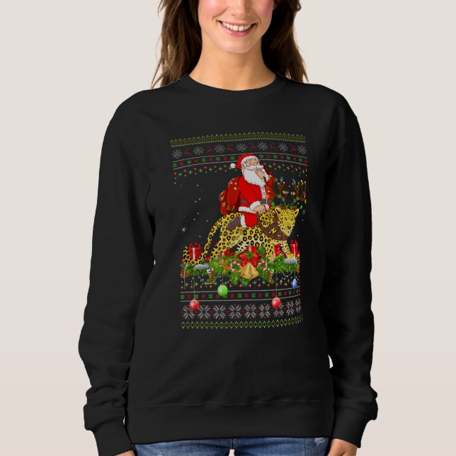 Sweatshirt Panther  Ugly Santa Riding Panther Christmas (Devant)