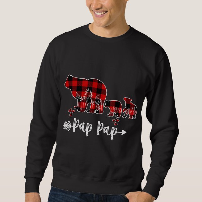 Sweatshirt Pap Pap Ours de Noël Pyjama Rouge Buffalo Paid Fa (Devant)