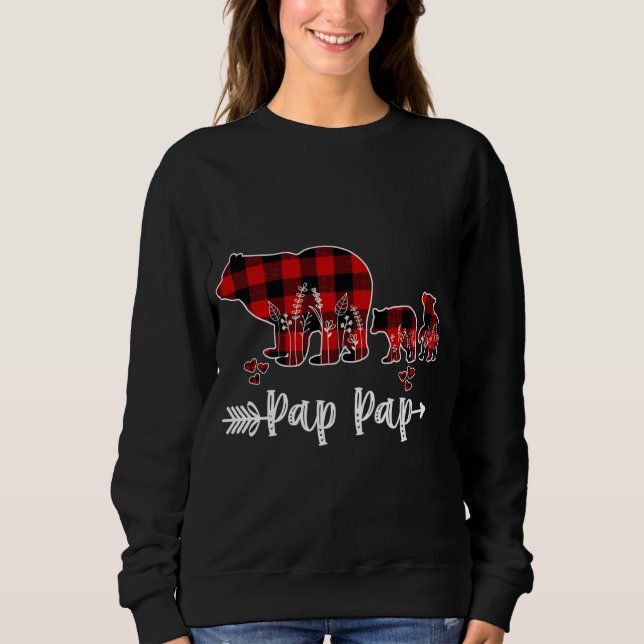 Sweatshirt Pap Pap Ours de Noël Pyjama Rouge Buffalo Paid Fa (Devant)