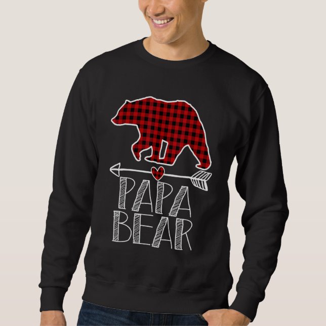 Sweatshirt Papa Bear Pajama de Noël Famille Correspondant Rou (Devant)