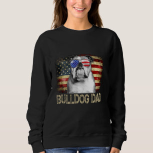 Sweatshirt Papa Bouledogue Anglais Drapeau Américain 4 Juille