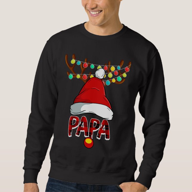 Sweatshirt Papa Deer Matching Family Christmas Reindeer Face (Devant)