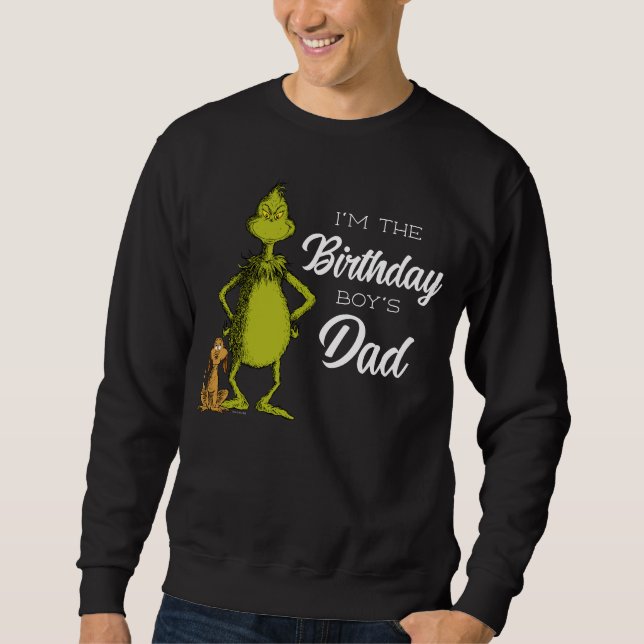 Sweatshirt Papa d'un garçon d'anniversaire Grinch tableau noi (Devant)